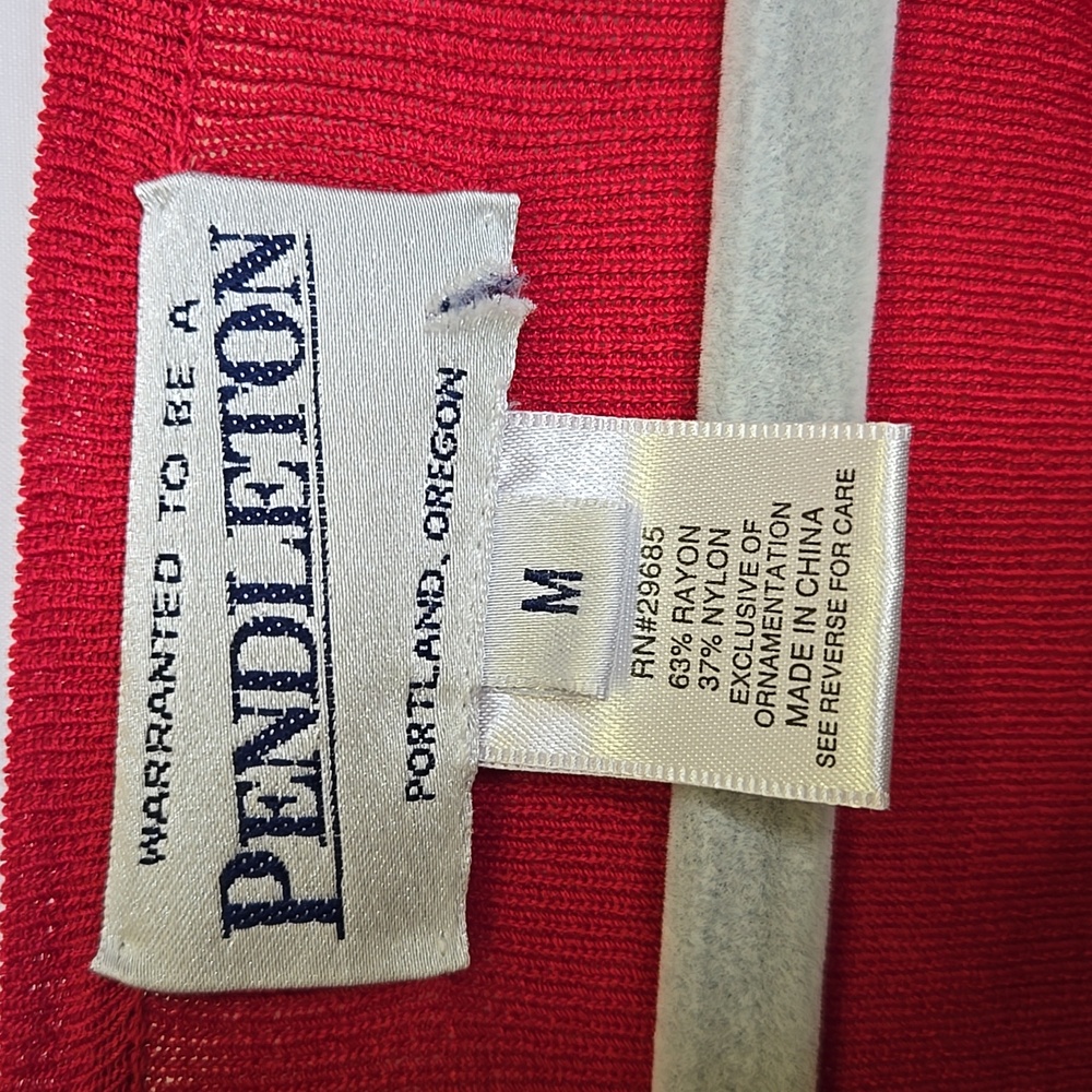 Pendleton Floral Cardigan With Embroidery and Beading, Red, Retro Granny, Medium - Picture 3 of 6
